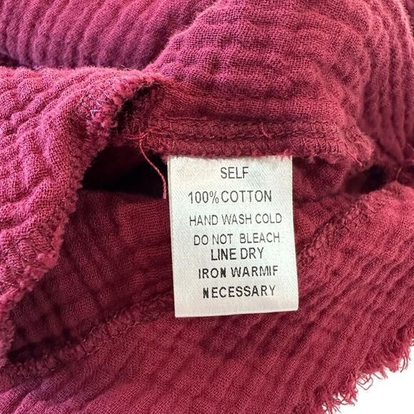 Newbury Kustom Maroon Textured Gauze Tiered Shift Babydoll Mini Dress, Small - Picture 10 of 10